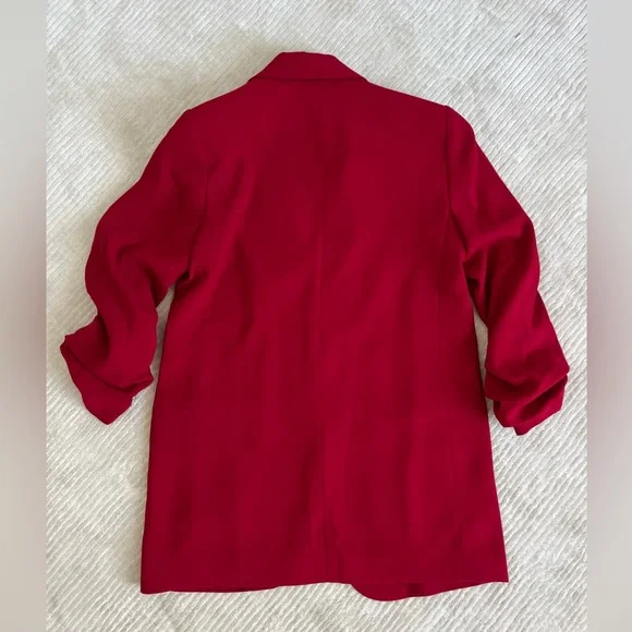 Express Paperbag Highrise Ankle Pants (4R) and Blazer (Small) Set Red - Picture 12 of 16